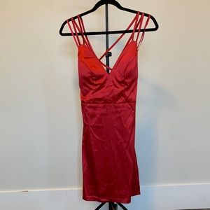 WINDSOR Red Silk Mini Dress • Size Small • NEVER worn
